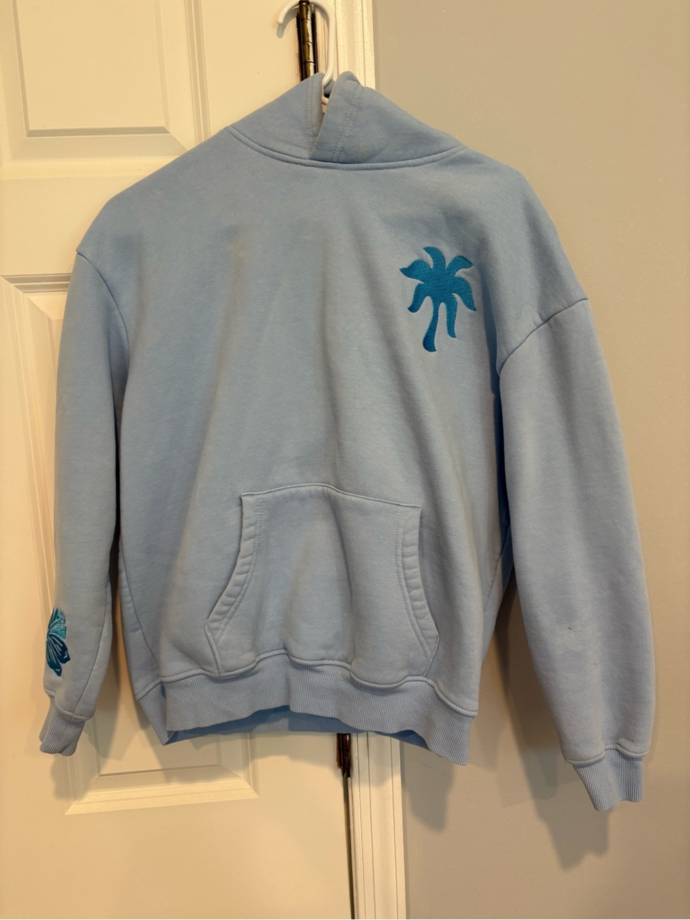 XS Pink Palm Puff hoodie - Picture 2 of 6
